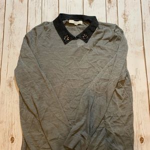 NWT Loft Collared Jeweled Sweater